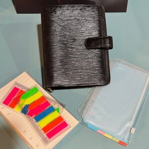 Louis Vuitton Black Epi Leather Small Ring Agenda PM Cover with Accessories